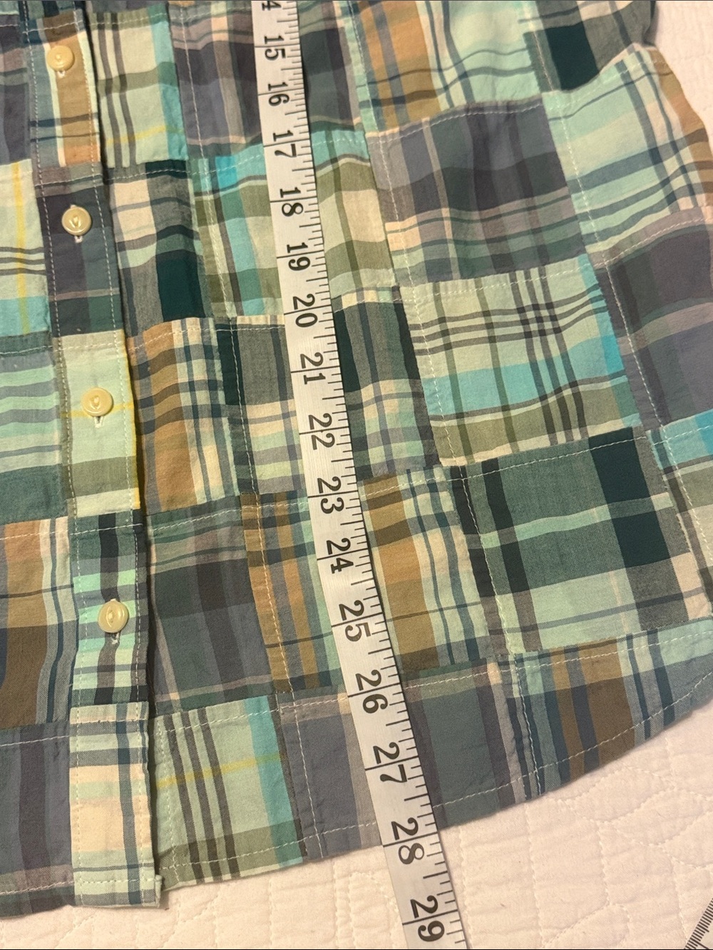 L. L. Bean Madras Patchwork Plaid Button Down Shirt.  Size large. - Picture 8 of 10